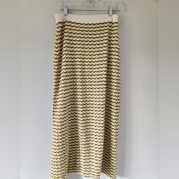 ZARA | Pointelle Knit Skirt  Stripes Metallic Yellow Size M - Picture 6 of 6